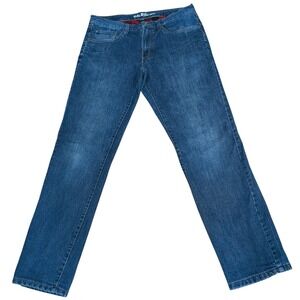Eddie Bauer Mens Flannel Lined Jeans 32x34 Straight Leg Plaid Workwear